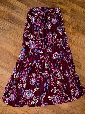 Stitch Fix Steve Madden Burgundy Floral Tiered Maxi Skirt